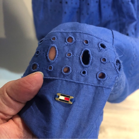 Tommy Hilfiger blue dress Size 18 in cotton with eyelet - Picture 8 of 12